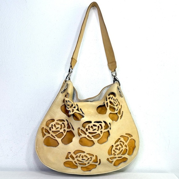 VTG Handmade One of a Kind Artisan Tooled Leather Floral Rose Shoulder Bag Purse - Picture 11 of 16